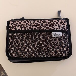 Leopard Print Organizer Bag - Black and Brown